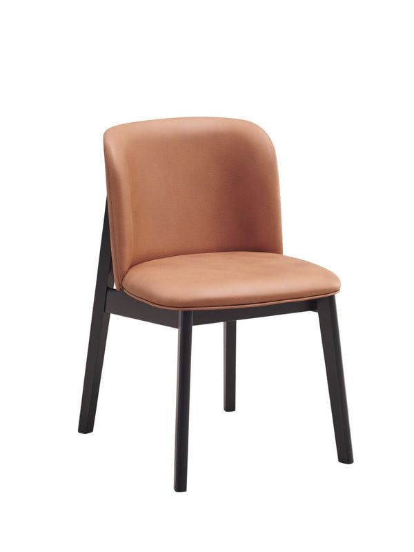 HomeRoots Set of Two Elegant Camel and Black Wing Back Side Chairs for Dining or Home Décor Enhancement 573356
