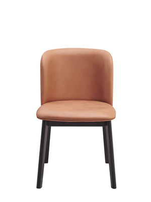 HomeRoots Set of Two Elegant Camel and Black Wing Back Side Chairs for Dining or Home Décor Enhancement 573356