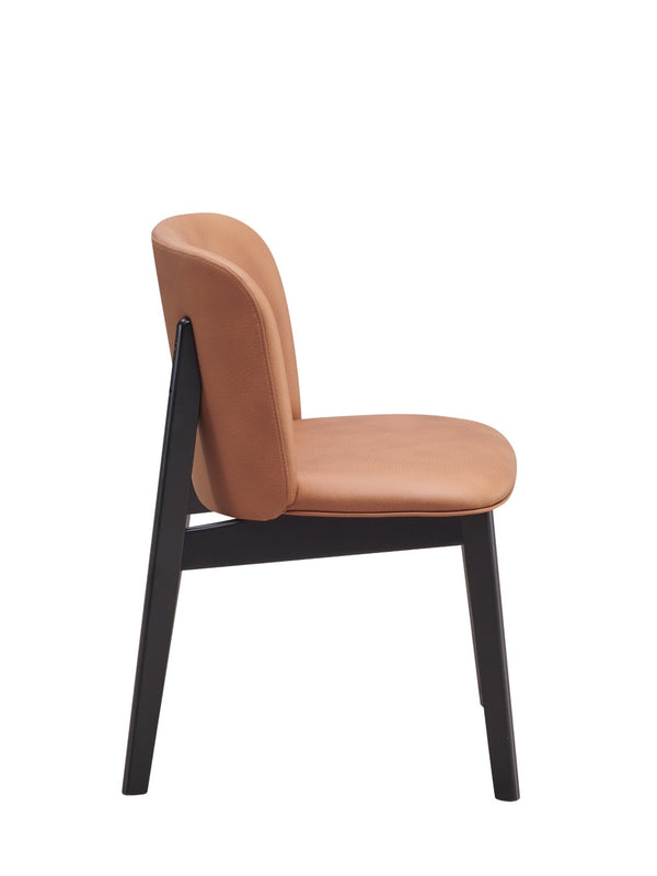 HomeRoots Set of Two Elegant Camel and Black Wing Back Side Chairs for Dining or Home Décor Enhancement 573356