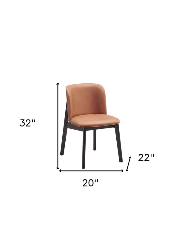 HomeRoots Set of Two Elegant Camel and Black Wing Back Side Chairs for Dining or Home Décor Enhancement 573356