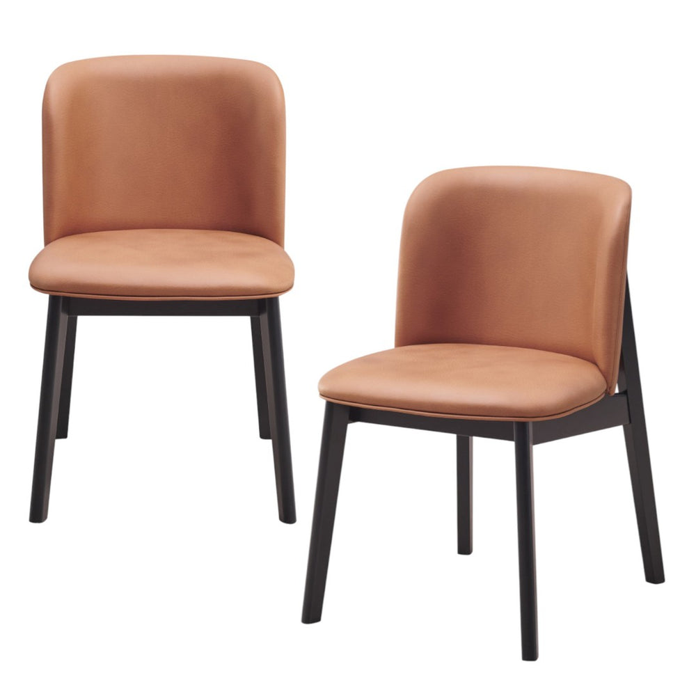 HomeRoots Set of Two Elegant Camel and Black Wing Back Side Chairs for Dining or Home Décor Enhancement 573356