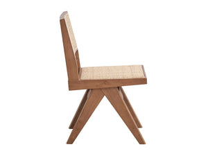 HomeRoots Set of Two Natural Wood Open-Back Dining Chairs - Scandinavian Style, Versatile Comfort & Design 573357