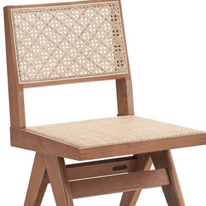 HomeRoots Set of Two Natural Wood Open-Back Dining Chairs - Scandinavian Style, Versatile Comfort & Design 573357