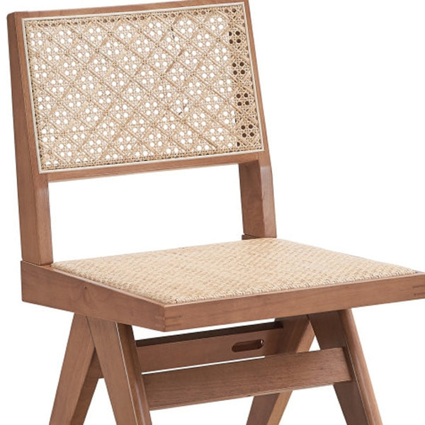 HomeRoots Set of Two Natural Wood Open-Back Dining Chairs - Scandinavian Style, Versatile Comfort & Design 573357