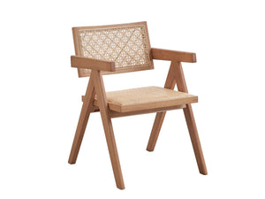 HomeRoots Set of Two Elegant Natural Wood Open-Back Dining Arm Chairs for Stylish Home Seating Solutions 573358