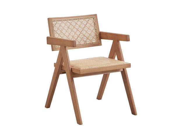 HomeRoots Set of Two Elegant Natural Wood Open-Back Dining Arm Chairs for Stylish Home Seating Solutions 573358