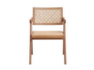 HomeRoots Set of Two Elegant Natural Wood Open-Back Dining Arm Chairs for Stylish Home Seating Solutions 573358