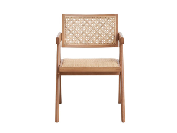 HomeRoots Set of Two Elegant Natural Wood Open-Back Dining Arm Chairs for Stylish Home Seating Solutions 573358