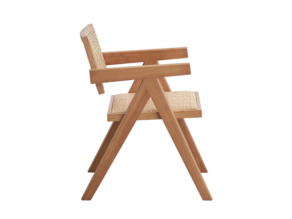 HomeRoots Set of Two Elegant Natural Wood Open-Back Dining Arm Chairs for Stylish Home Seating Solutions 573358