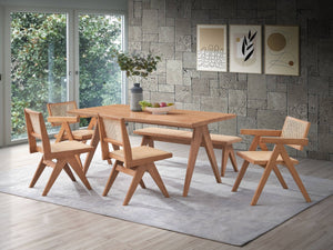 HomeRoots Set of Two Elegant Natural Wood Open-Back Dining Arm Chairs for Stylish Home Seating Solutions 573358