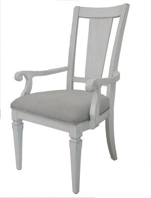 HomeRoots Set of Two Stylish Light Gray Linen Dining Armchairs with White Solid Wood Legs for Modern Elegance 573365