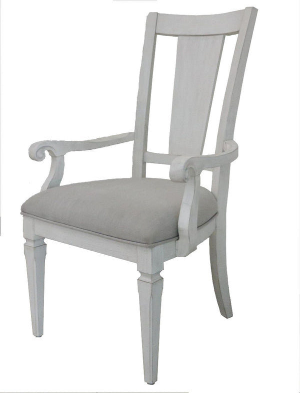 HomeRoots Set of Two Stylish Light Gray Linen Dining Armchairs with White Solid Wood Legs for Modern Elegance 573365