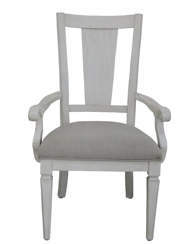 HomeRoots Set of Two Stylish Light Gray Linen Dining Armchairs with White Solid Wood Legs for Modern Elegance 573365