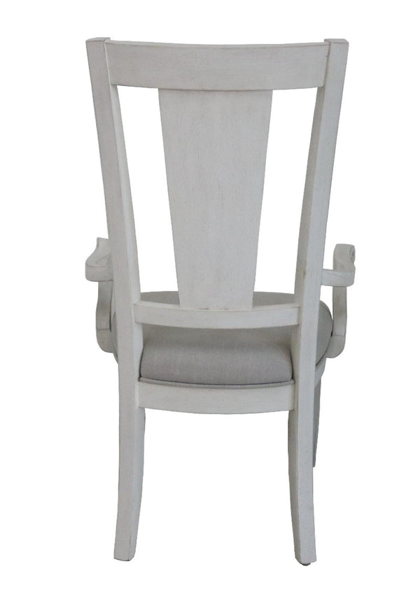 HomeRoots Set of Two Stylish Light Gray Linen Dining Armchairs with White Solid Wood Legs for Modern Elegance 573365