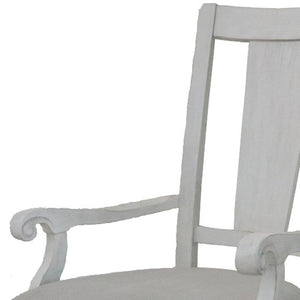 HomeRoots Set of Two Stylish Light Gray Linen Dining Armchairs with White Solid Wood Legs for Modern Elegance 573365