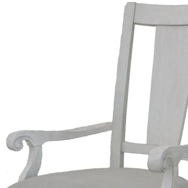 HomeRoots Set of Two Stylish Light Gray Linen Dining Armchairs with White Solid Wood Legs for Modern Elegance 573365