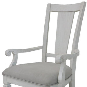 HomeRoots Set of Two Stylish Light Gray Linen Dining Armchairs with White Solid Wood Legs for Modern Elegance 573365