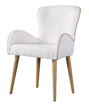 HomeRoots Set of Two Beige Upholstered Dining Chairs with Oak Legs – Stylish, Comfortable Seating for Any Space 573366