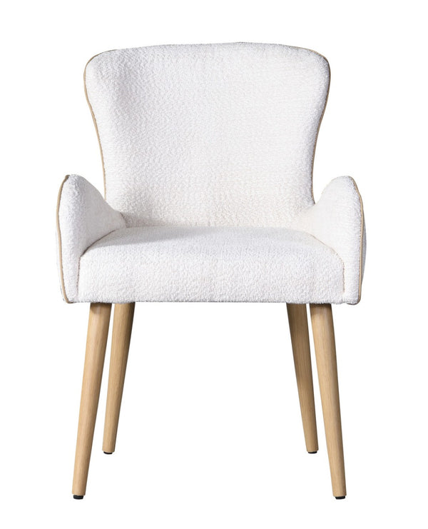 HomeRoots Set of Two Beige Upholstered Dining Chairs with Oak Legs – Stylish, Comfortable Seating for Any Space 573366