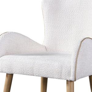 HomeRoots Set of Two Beige Upholstered Dining Chairs with Oak Legs – Stylish, Comfortable Seating for Any Space 573366