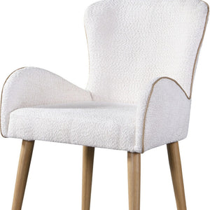 HomeRoots Set of Two Beige Upholstered Dining Chairs with Oak Legs – Stylish, Comfortable Seating for Any Space 573366