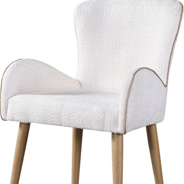 HomeRoots Set of Two Beige Upholstered Dining Chairs with Oak Legs – Stylish, Comfortable Seating for Any Space 573366