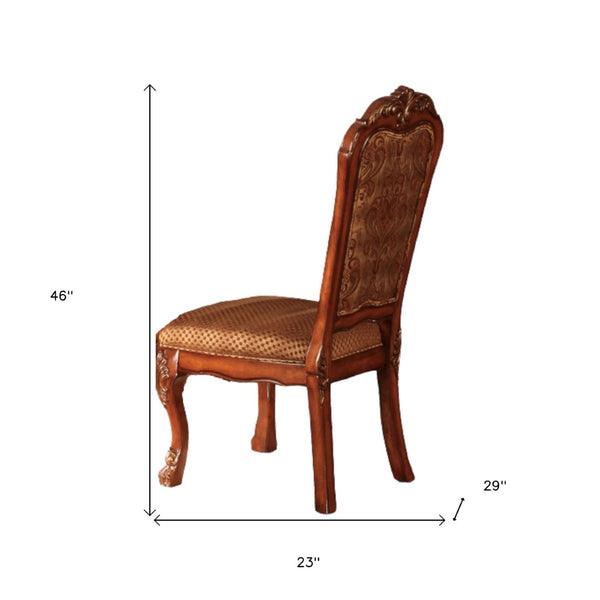 HomeRoots Set of Two Tan Upholstered Side Chairs with Redwood Legs – Elegant Dining & Versatile Accent Seating 573368