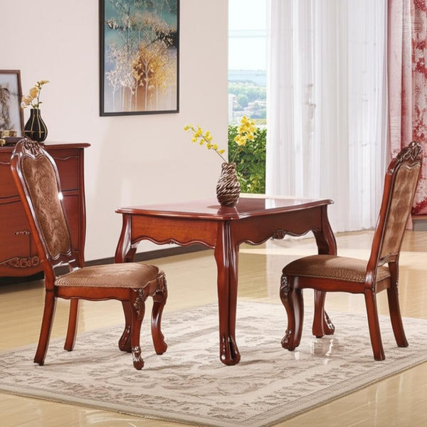 HomeRoots Set of Two Tan Upholstered Side Chairs with Redwood Legs – Elegant Dining & Versatile Accent Seating 573368