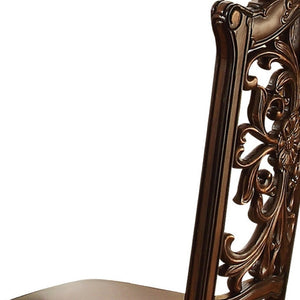 HomeRoots Set of Two Brown and Redwood Upholstered Faux Leather Dining Chairs - Stylish Comfort for Every Space 573369