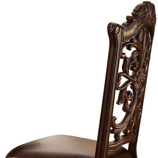 HomeRoots Set of Two Brown and Redwood Upholstered Faux Leather Dining Chairs - Stylish Comfort for Every Space 573369