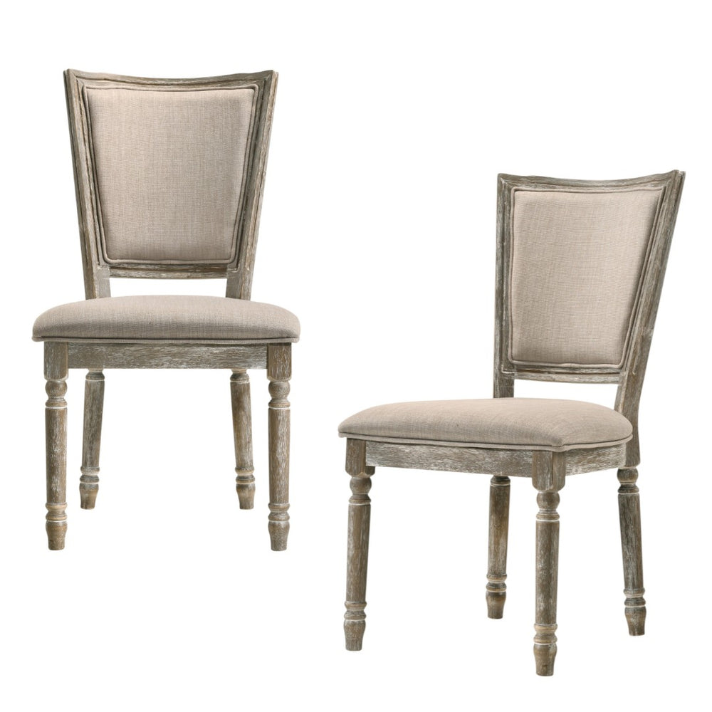 HomeRoots Set of Two Gray Upholstered Side Chairs - Elegant Solid Wood Dining Seating for Versatile Use 573371
