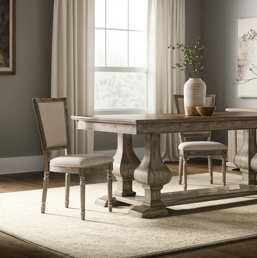 HomeRoots Set of Two Gray Upholstered Side Chairs - Elegant Solid Wood Dining Seating for Versatile Use 573371