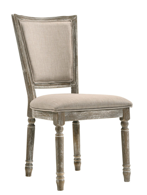 HomeRoots Set of Two Gray Upholstered Side Chairs - Elegant Solid Wood Dining Seating for Versatile Use 573371