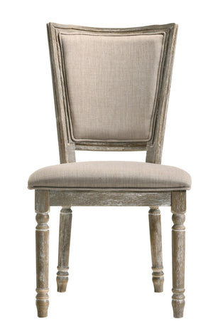 HomeRoots Set of Two Gray Upholstered Side Chairs - Elegant Solid Wood Dining Seating for Versatile Use 573371