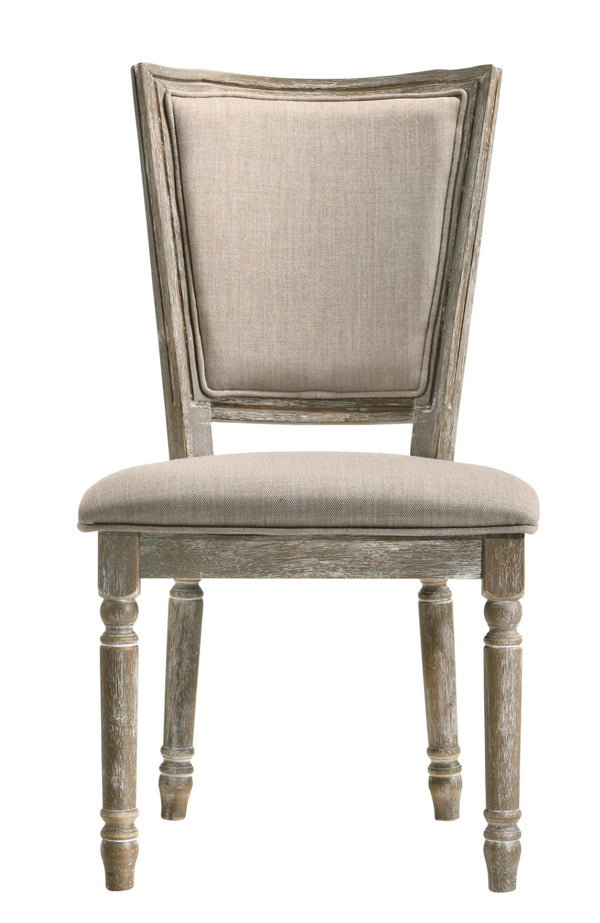 HomeRoots Set of Two Gray Upholstered Side Chairs - Elegant Solid Wood Dining Seating for Versatile Use 573371