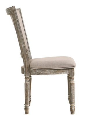 HomeRoots Set of Two Gray Upholstered Side Chairs - Elegant Solid Wood Dining Seating for Versatile Use 573371
