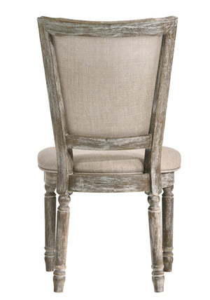 HomeRoots Set of Two Gray Upholstered Side Chairs - Elegant Solid Wood Dining Seating for Versatile Use 573371