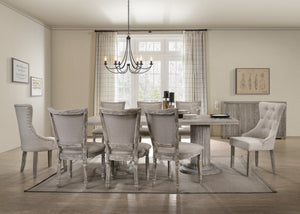 HomeRoots Set of Two Gray Upholstered Side Chairs - Elegant Solid Wood Dining Seating for Versatile Use 573371