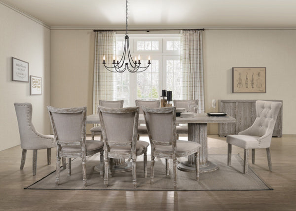 HomeRoots Set of Two Gray Upholstered Side Chairs - Elegant Solid Wood Dining Seating for Versatile Use 573371