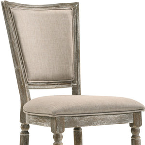 HomeRoots Set of Two Gray Upholstered Side Chairs - Elegant Solid Wood Dining Seating for Versatile Use 573371