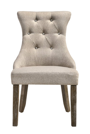 HomeRoots Set of Two Elegant Tufted Gray Upholstered Dining Chairs with Nailhead Trim for Versatile Spaces 573372