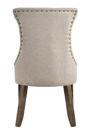 HomeRoots Set of Two Elegant Tufted Gray Upholstered Dining Chairs with Nailhead Trim for Versatile Spaces 573372
