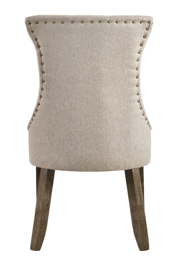 HomeRoots Set of Two Elegant Tufted Gray Upholstered Dining Chairs with Nailhead Trim for Versatile Spaces 573372