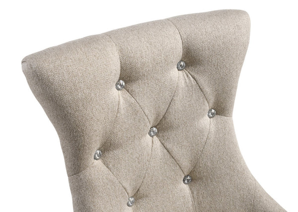 HomeRoots Set of Two Elegant Tufted Gray Upholstered Dining Chairs with Nailhead Trim for Versatile Spaces 573372