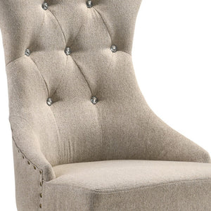 HomeRoots Set of Two Elegant Tufted Gray Upholstered Dining Chairs with Nailhead Trim for Versatile Spaces 573372