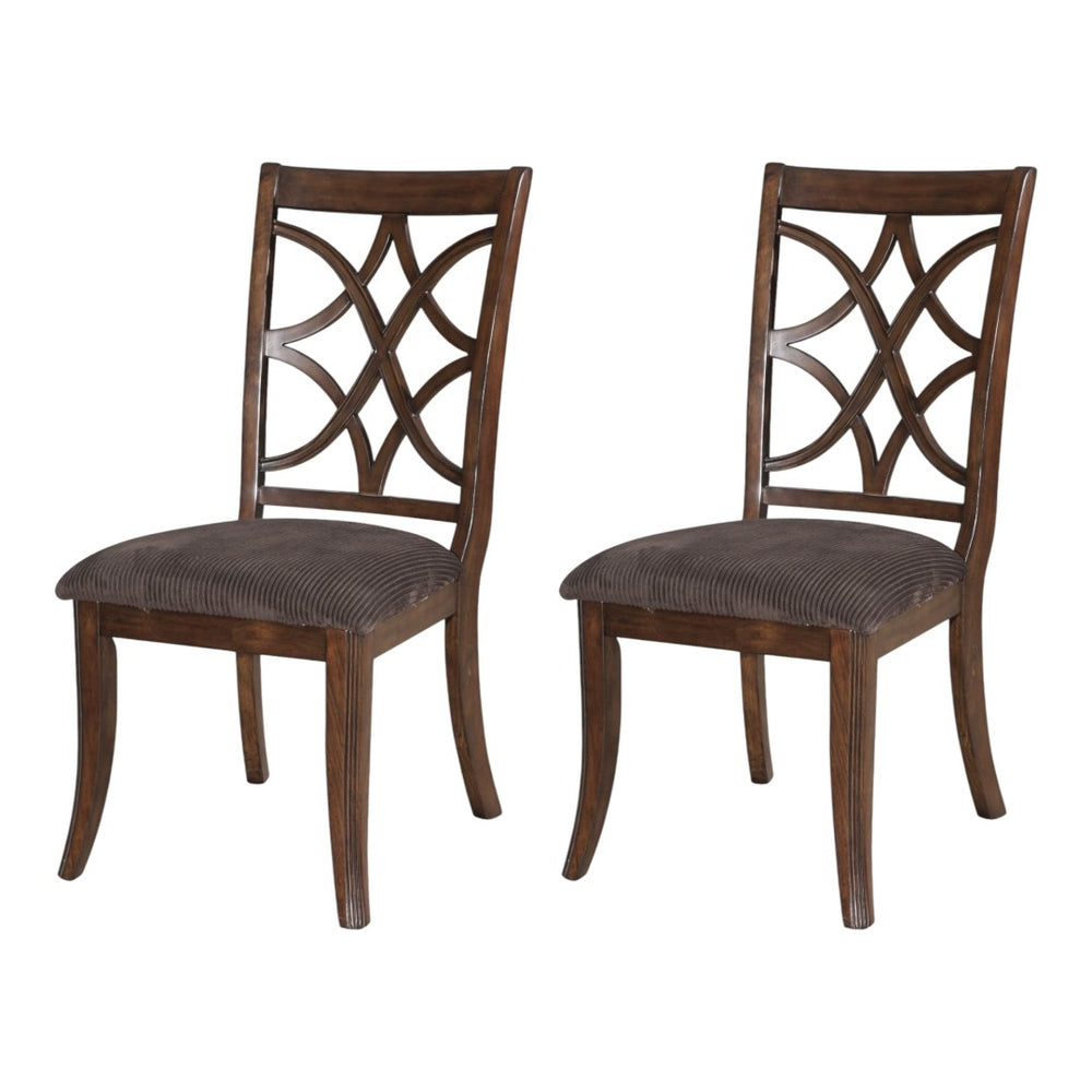 HomeRoots Set of Two Versatile Brown Microfiber Dining Side Chairs for Comfort and Style in Any Room 573373