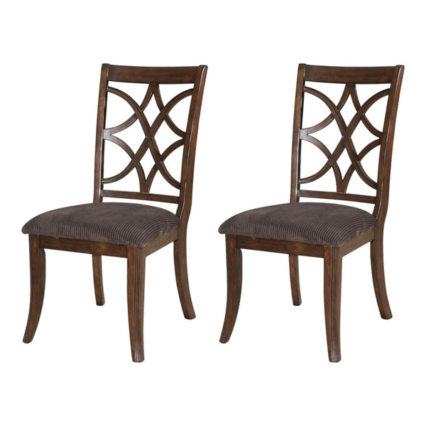 HomeRoots Set of Two Versatile Brown Microfiber Dining Side Chairs for Comfort and Style in Any Room 573373