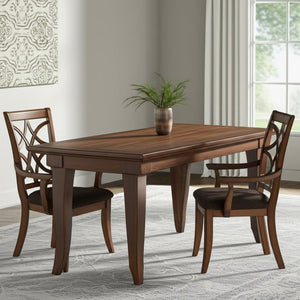HomeRoots Set of Two Elegant Brown Microfiber & Solid Wood Open-Back Arm Chairs for Versatile Dining & Decor 573374