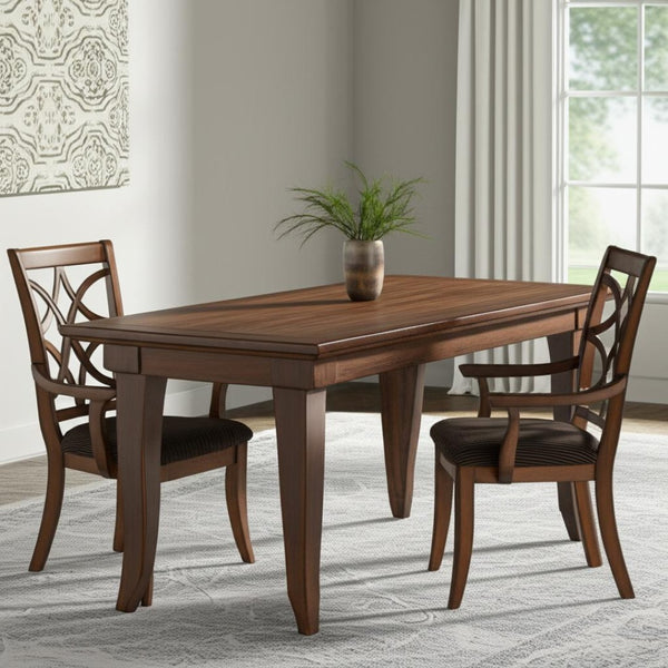 HomeRoots Set of Two Elegant Brown Microfiber & Solid Wood Open-Back Arm Chairs for Versatile Dining & Decor 573374