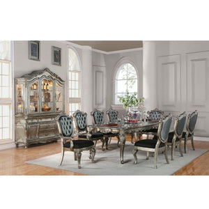 HomeRoots Set of Two Tufted Dark Gray Dining Arm Chairs with Platinum Legs for Stylish Home Comfort 573376